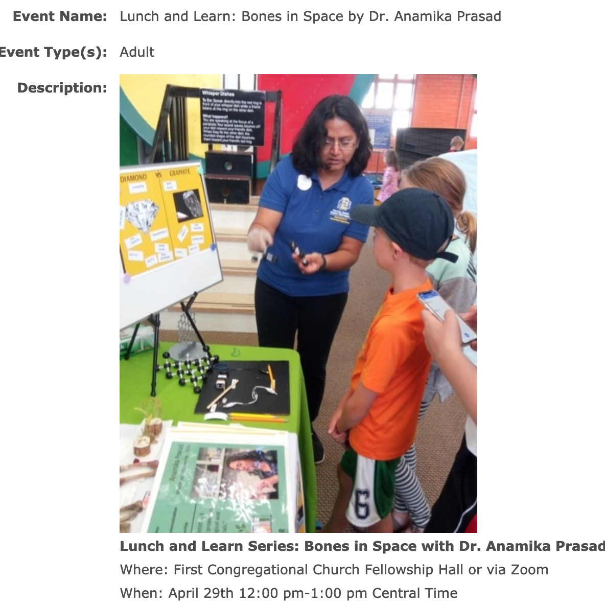 Lunch and Learn: Bones in Space outreach event